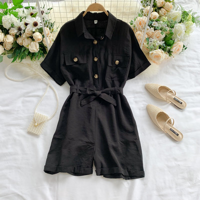 Salopeta dama casual cu nasturi si maneci scurte in mai multe culori