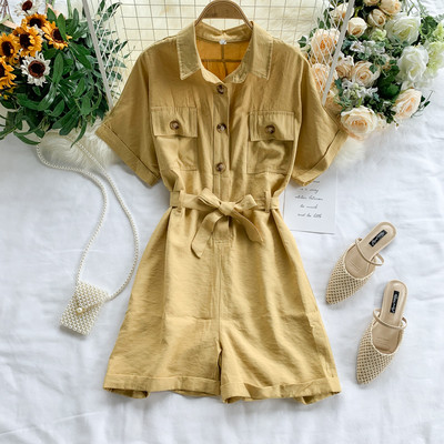 Salopeta dama casual cu nasturi si maneci scurte in mai multe culori