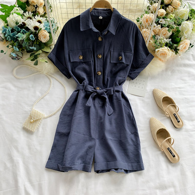 Salopeta dama casual cu nasturi si maneci scurte in mai multe culori