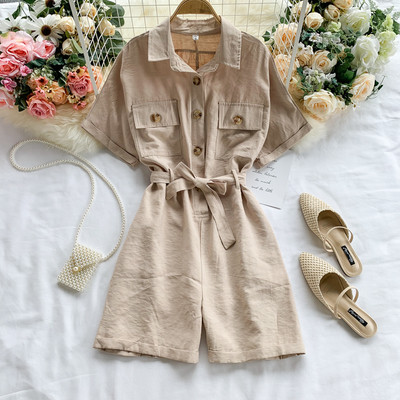 Salopeta dama casual cu nasturi si maneci scurte in mai multe culori