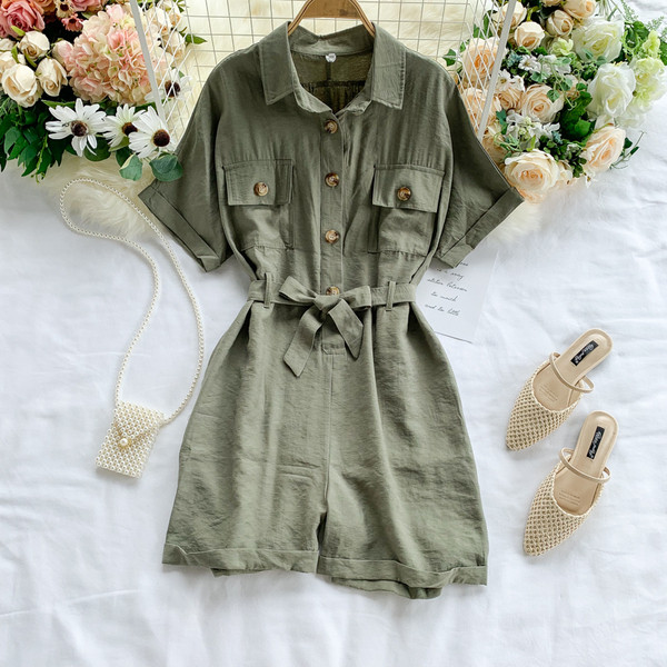 Salopeta dama casual cu nasturi si maneci scurte in mai multe culori