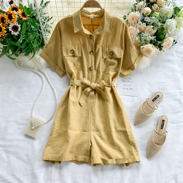 Salopeta dama casual cu nasturi si maneci scurte in mai multe culori