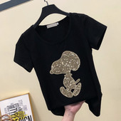 Alkalmi női póló O-nyakú fehér, fekete és piros színben