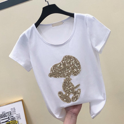 Alkalmi női póló O-nyakú fehér, fekete és piros színben