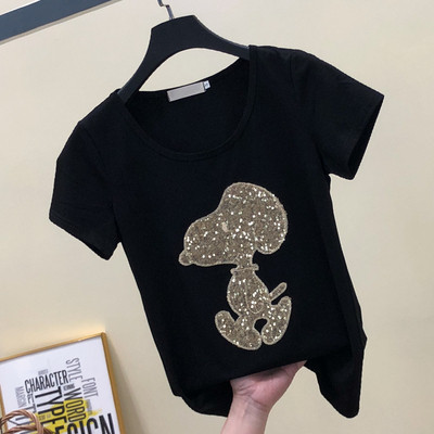 Alkalmi női póló O-nyakú fehér, fekete és piros színben