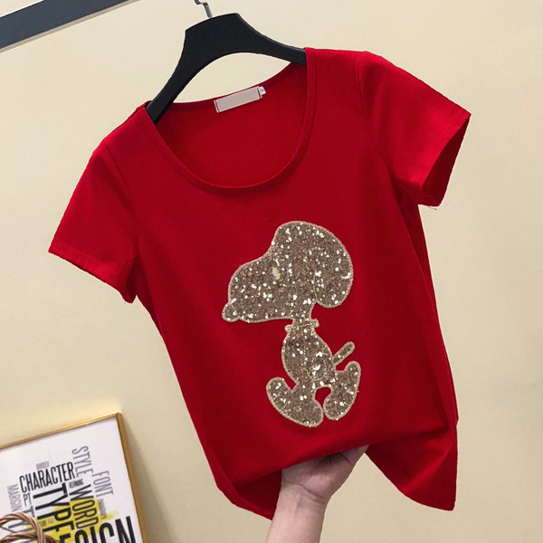 Alkalmi női póló O-nyakú fehér, fekete és piros színben