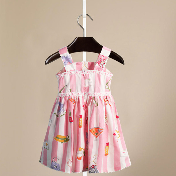 Színes csíkos ruha lányoknak pántos