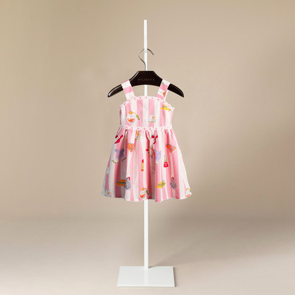 Színes csíkos ruha lányoknak pántos