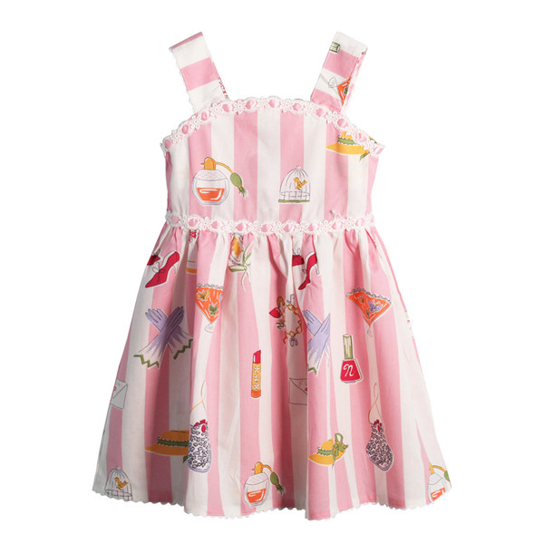 Színes csíkos ruha lányoknak pántos