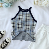 Női lezser felső, kék pántokkal