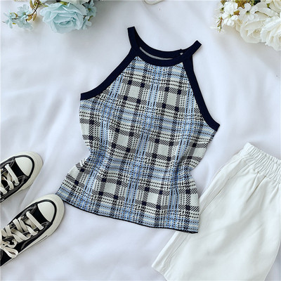 Női lezser felső, kék pántokkal