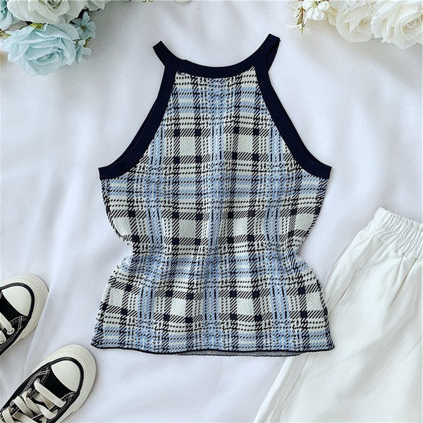 Női lezser felső, kék pántokkal