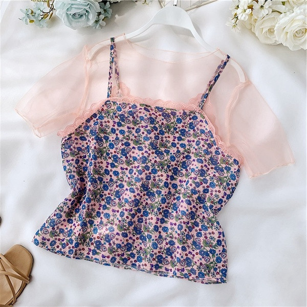 Μοντέρνα γυναικεία μπλούζα  με floral μοτίβο σε τέσσερα χρώματα