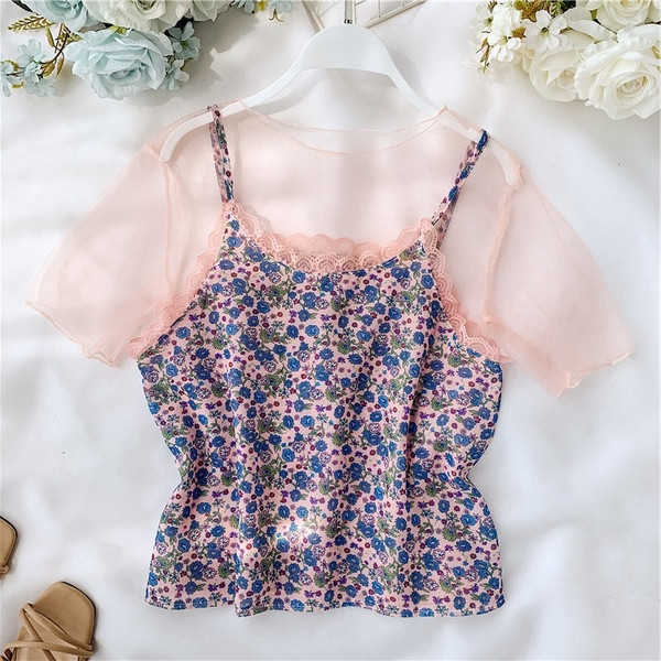 Μοντέρνα γυναικεία μπλούζα  με floral μοτίβο σε τέσσερα χρώματα