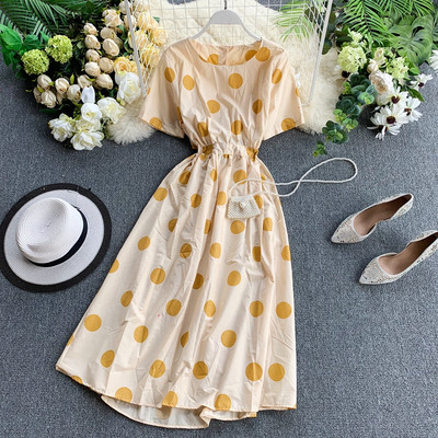 Rochie de dama moderna cu buline model lung in trei culori