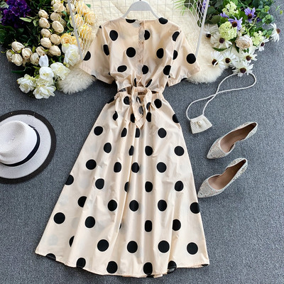 Rochie de dama moderna cu buline model lung in trei culori