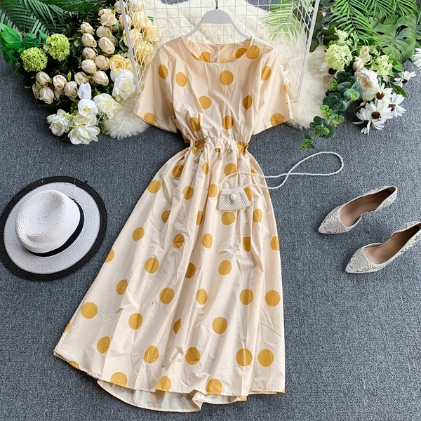 Rochie de dama moderna cu buline model lung in trei culori