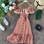 Μοντέρνο γυναικείο φόρεμα με ιμάντες και ζώνη σε τρία χρώματα