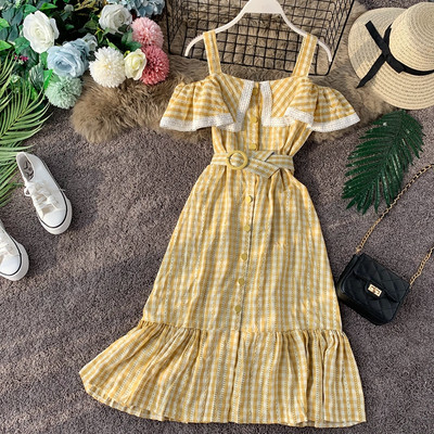 Μοντέρνο γυναικείο φόρεμα με ιμάντες και ζώνη σε τρία χρώματα