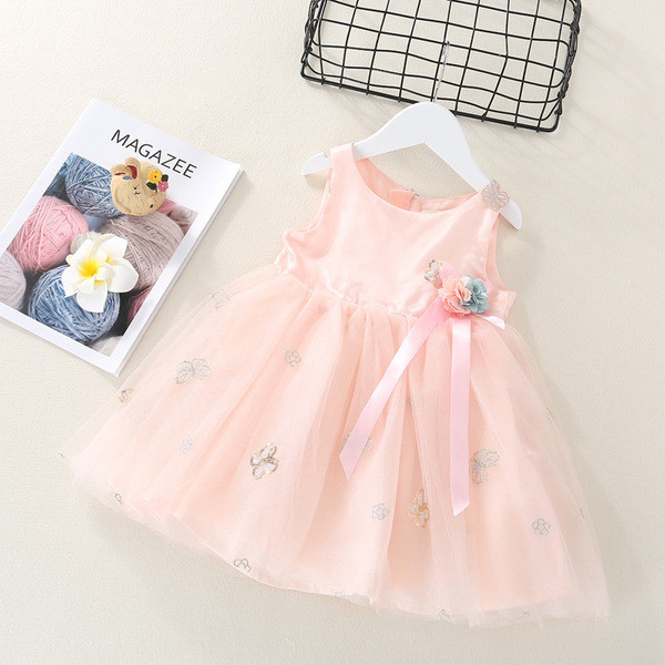 Modern, rózsaszín és szürke gyerekruha lányoknak tüllvel