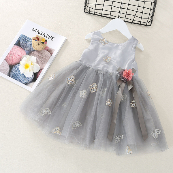 Modern, rózsaszín és szürke gyerekruha lányoknak tüllvel