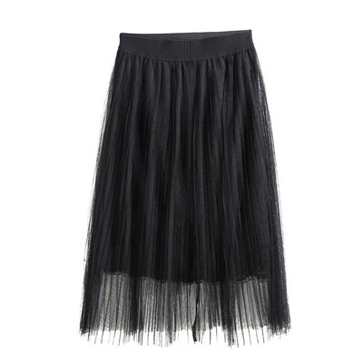 Γυναικέια μοντέρνα φούστα  με δαντέλα σε μαύρο χρώμα