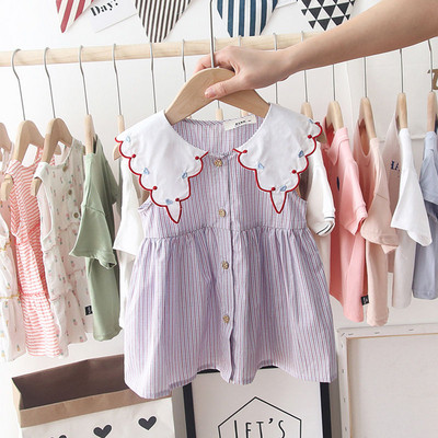 Ежедневна детска рокля с копчета за момичета