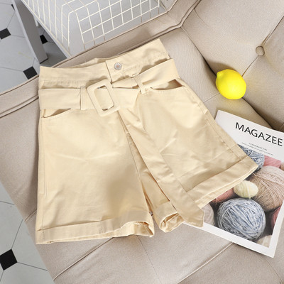 Дамски модерни къси панталони с колан в няколко цвята
