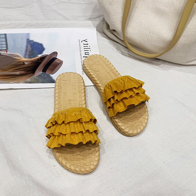 Casual γυναικείες  παντόφλες από οικολογικό σουέτ με επίπεδη σόλα σε τρία χρώματα