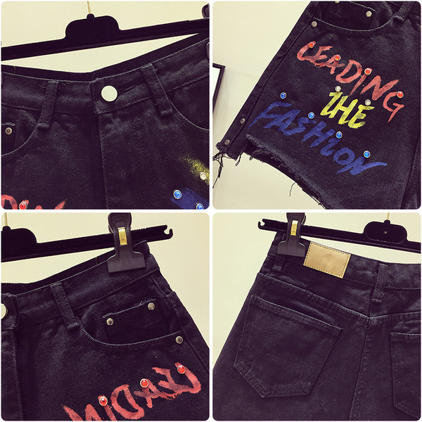 Модерни дамски къси панталони в черен цвят 