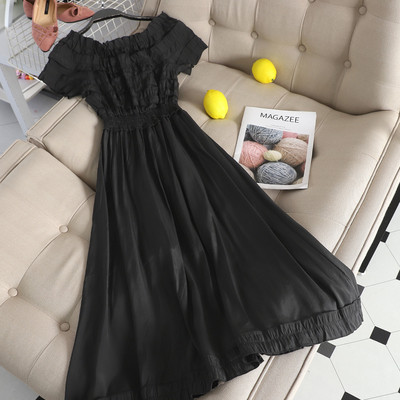 Γυναικείο μακρύ φόρεμα με κοντό μανίκι σε διάφορα χρώματα