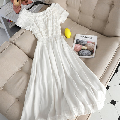 Γυναικείο μακρύ φόρεμα με κοντό μανίκι σε διάφορα χρώματα