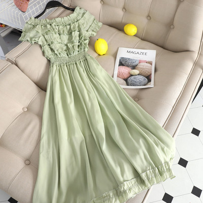 Γυναικείο μακρύ φόρεμα με κοντό μανίκι σε διάφορα χρώματα