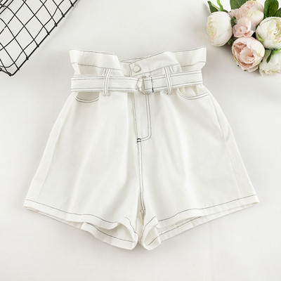 Σύντομα γυναικεία παντελόνια με ψηλή μέση και ζώνη σε διάφορα χρώματα