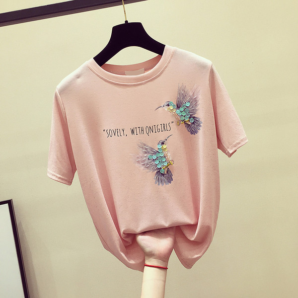 Γυναικείο μπλουζάκι με πούλιες σε τρία χρώματα