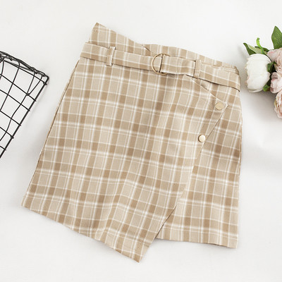 Карирана дамска пола-панталон с висока талия в няколко цвята