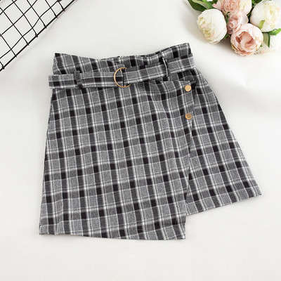 Карирана дамска пола-панталон с висока талия в няколко цвята