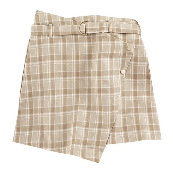 Карирана дамска пола-панталон с висока талия в няколко цвята 