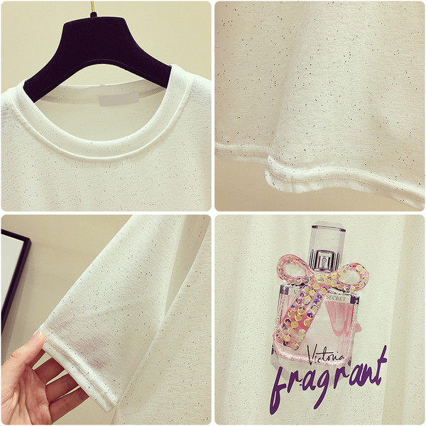 Μοντέρνο γυναικείο μπλουζάκι με ροζ και λευκό χρώμα