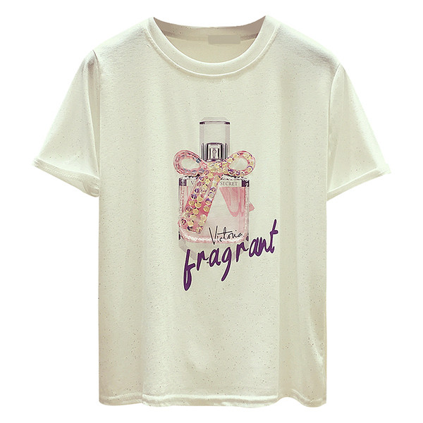 Μοντέρνο γυναικείο μπλουζάκι με ροζ και λευκό χρώμα