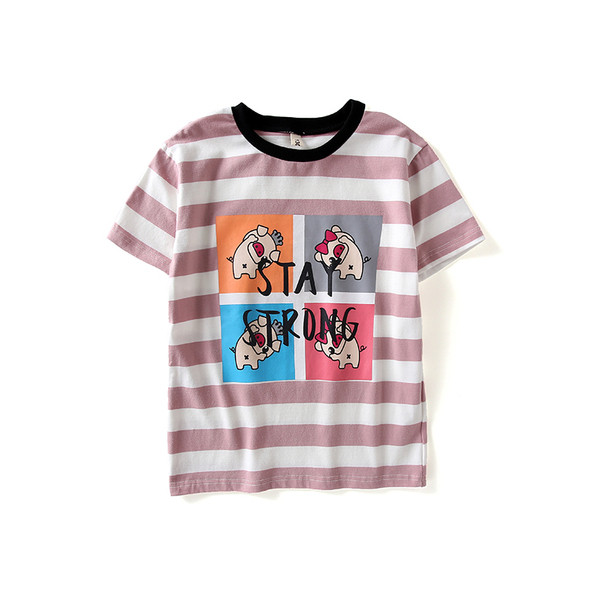 Tricou cu dungi pentru copii cu aplicație-pentru fete