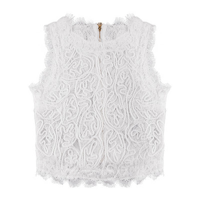 Maieu scurt de dama din dantela alb-negru