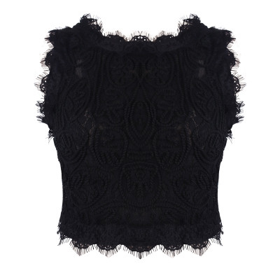 Maieu scurt de dama din dantela alb-negru