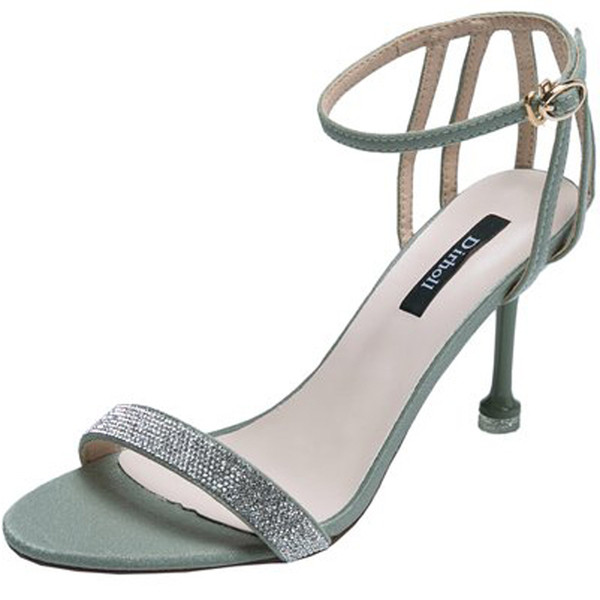 Sandale elegante de damă cu toc înalt cu pietre în trei culori