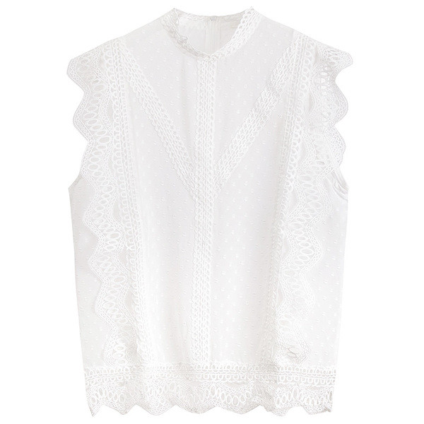 Top de damă din tul și dantelă în alb și roz