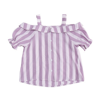 Стилна детска риза за момичета с презрамки и копчета 