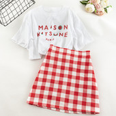 Γυναικείο σετ μπλούζα και καρό φούστα σε διάφορα χρώματα