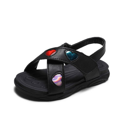 Modern, fehér és fekete rátéttel ellátott gyerekszandál lányoknak