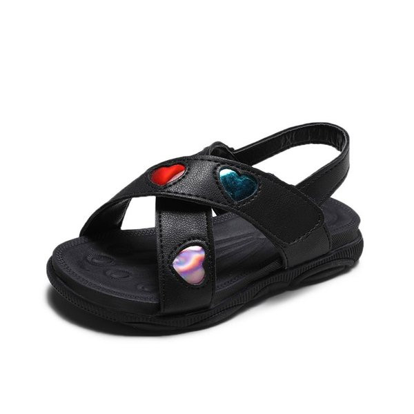 Modern, fehér és fekete rátéttel ellátott gyerekszandál lányoknak