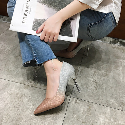 Pantofi eleganti de dama cu toc in doua culori